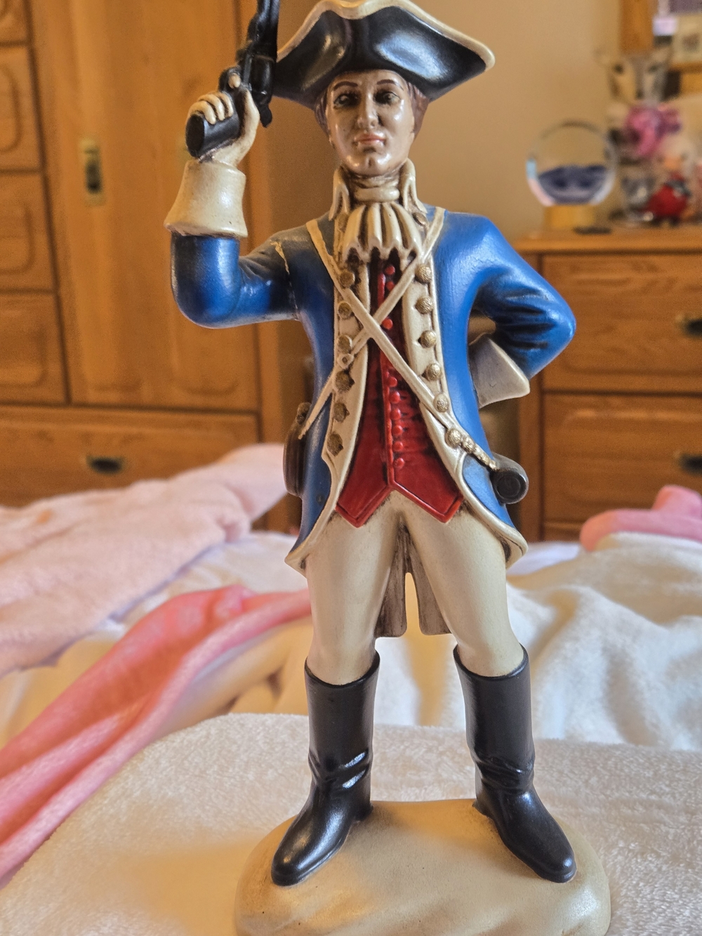 Blue and Red Colonial Soldier Figurine - Decorative Home Accent
